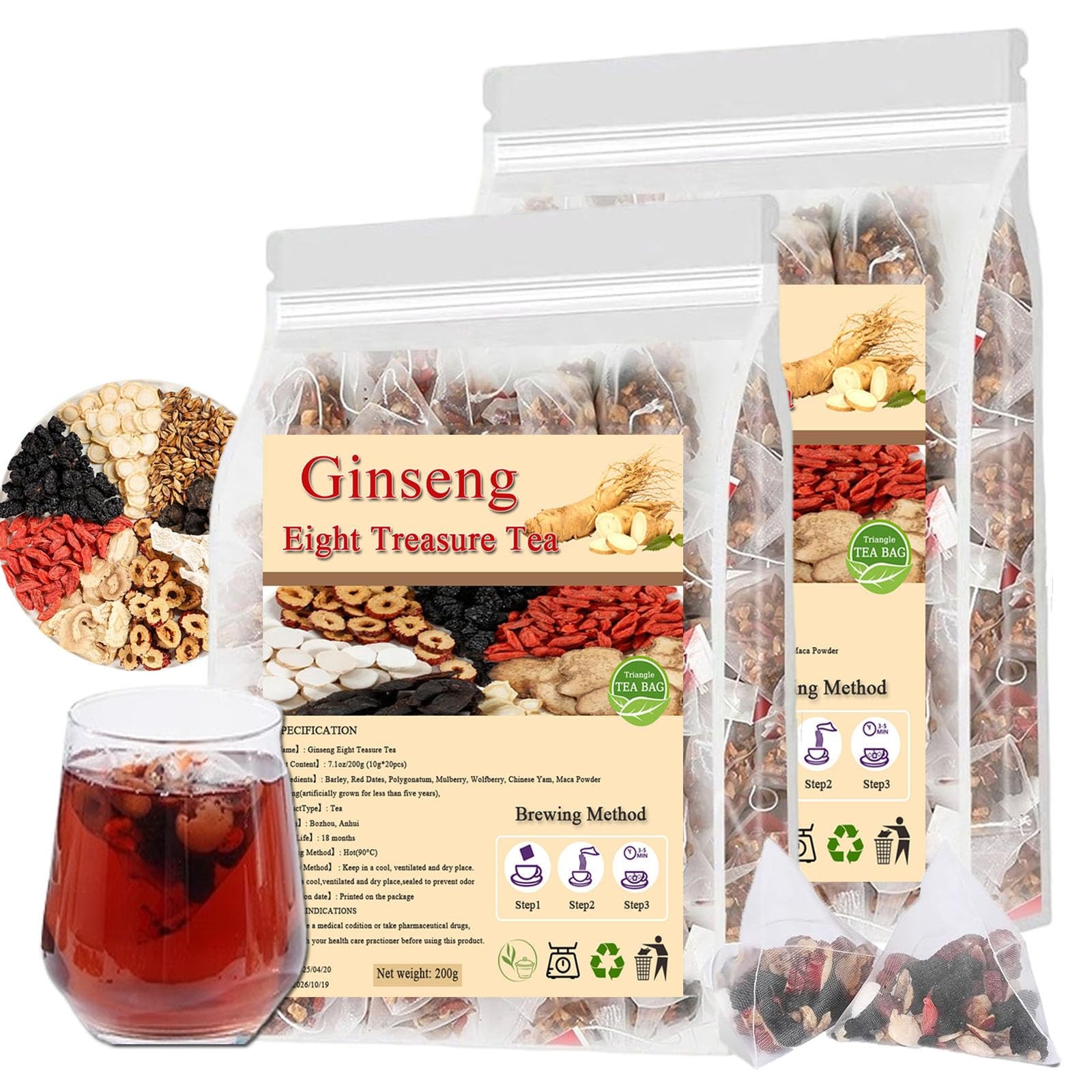 Kidney Tea Formula Ginseng Eight Treasure Tea Wolfberry Ginseng & Mulberry