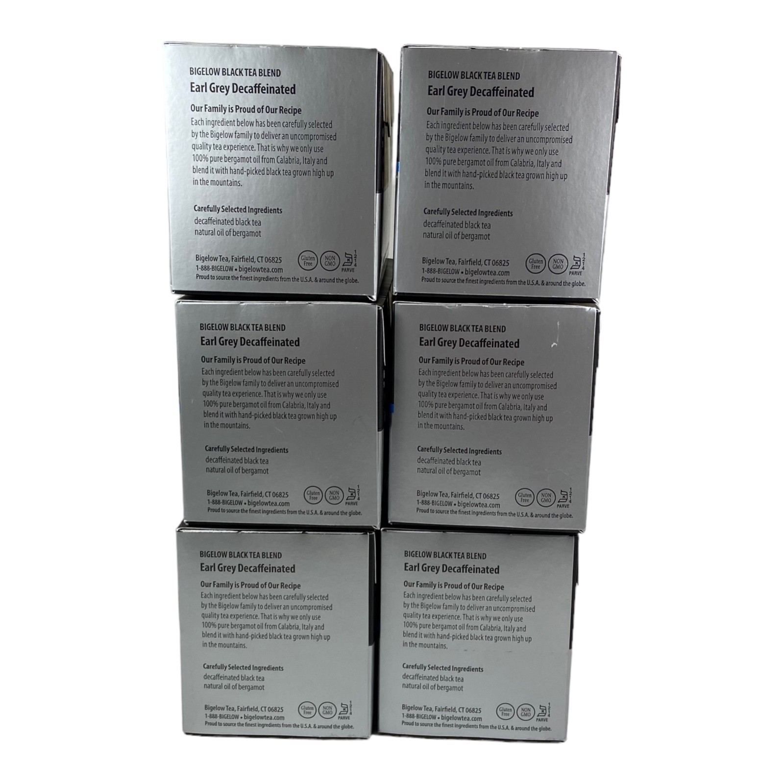 Lot of 6 NEW Bigelow Earl Grey Black Tea Bags Decaffeinated 120 Bags Total