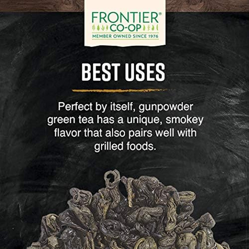 Frontier Co-Op Organic Gunpowder Green Tea Leaves, 1-Pound Bulk, Smokey Green Te