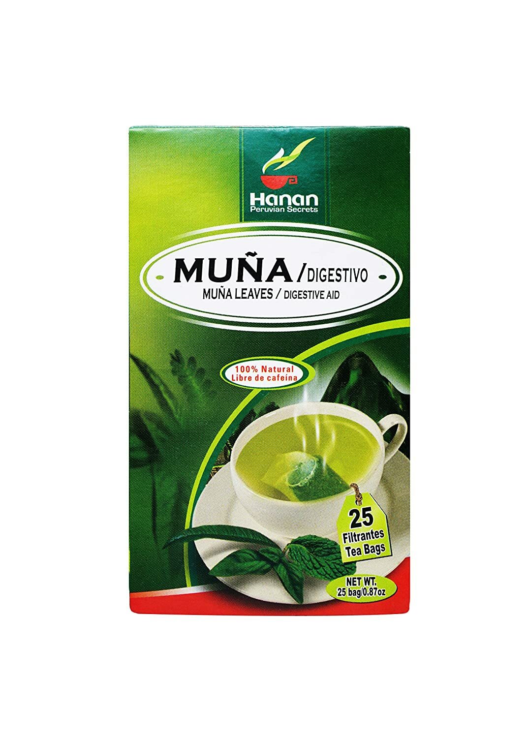 Hanan Peruvian Secrets Muna Herbal Tea | 100% Natural Andean Mint Leaves | 25 Te