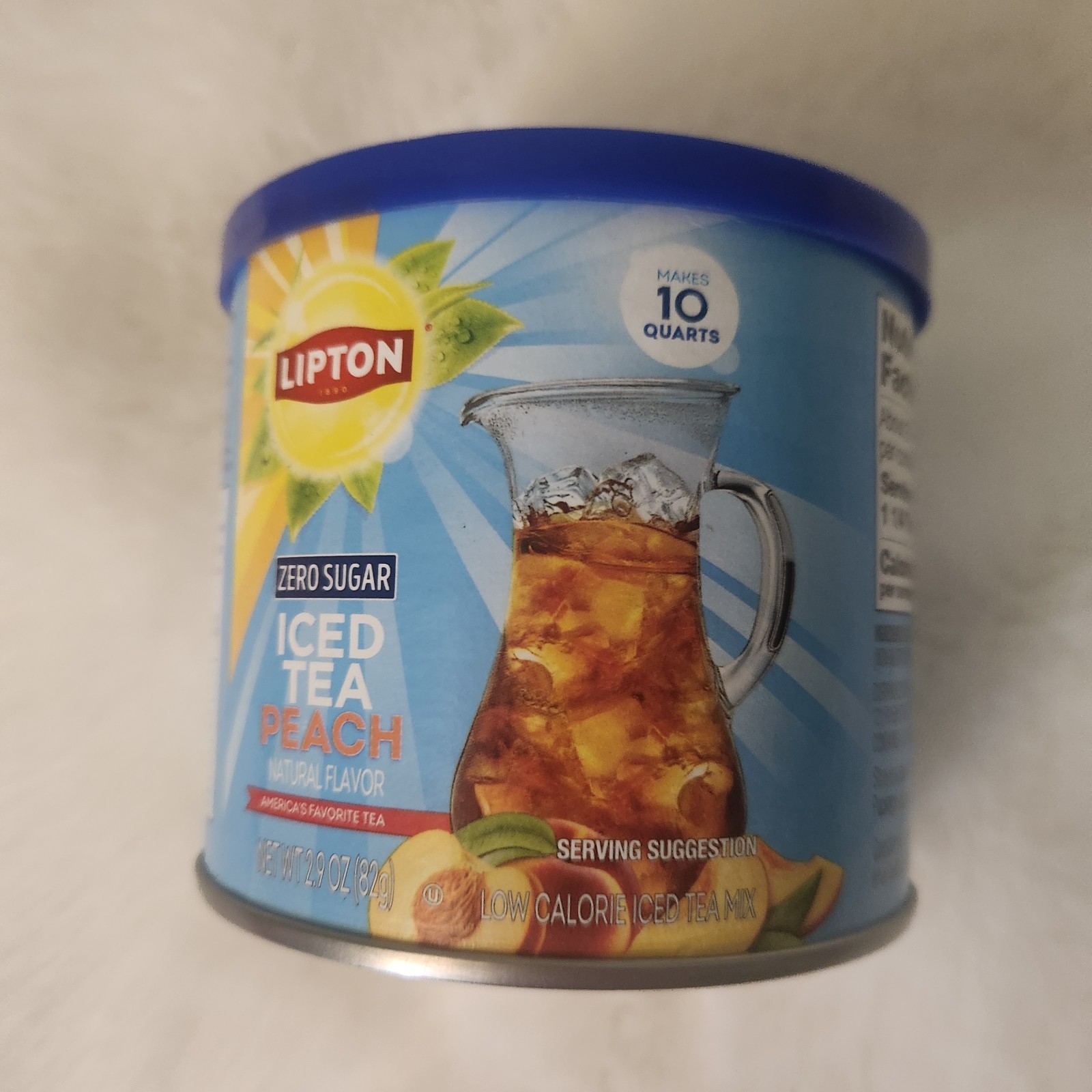3 X Lipton ZERO SUGAR Iced Tea Mix PEACH 2.9 oz Makes 10 Quarts 82g