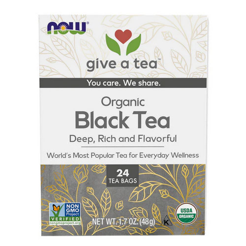 Boldly Black Tea Organic 25 Bags By Now Foods