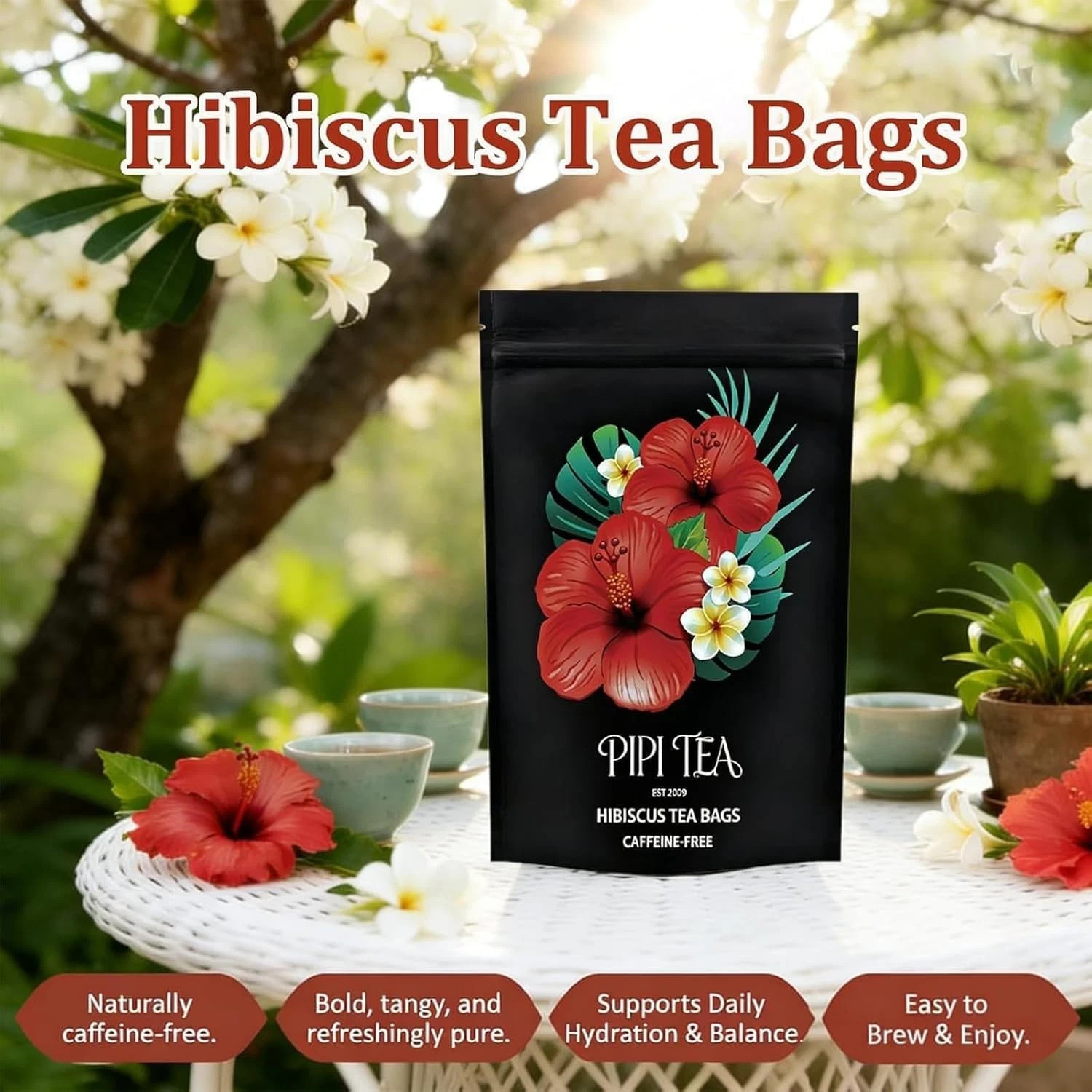 Pipi Tea Hibiscus Tea Bags Organic 100% Hibiscus Tea Bags 30 Bags New Sealed
