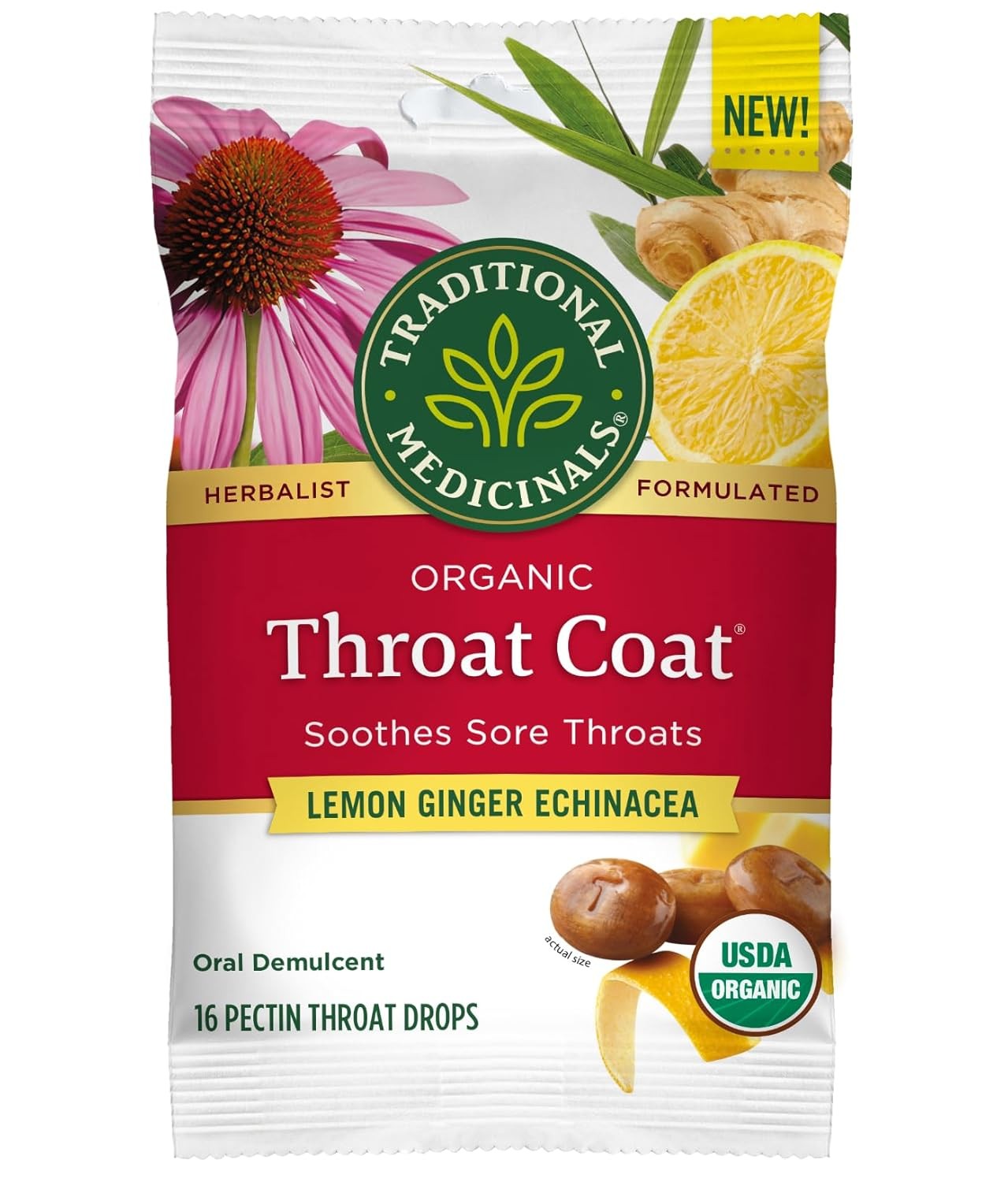 Traditional Medicinals Lozenges, Organic Throat Coat 16 Count (Pack of 1)