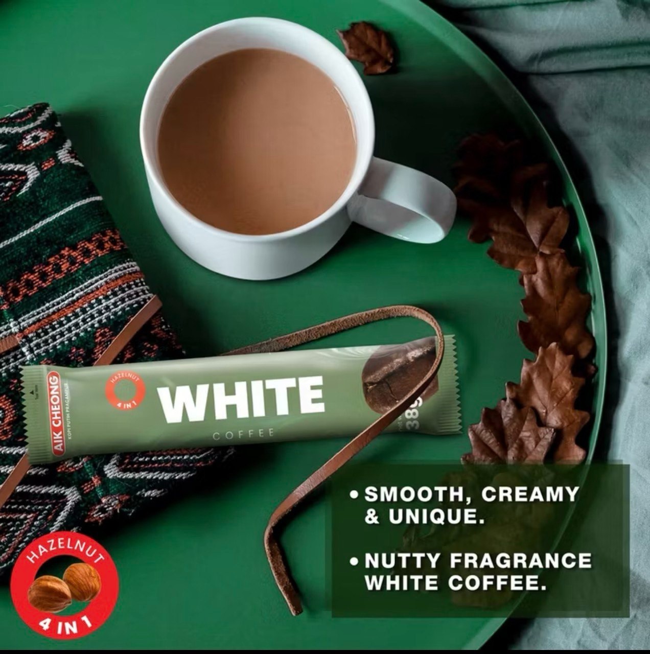 AIK CHEONG White Coffee 4in1 456g (38g x 12 sticks) – Hazelnut