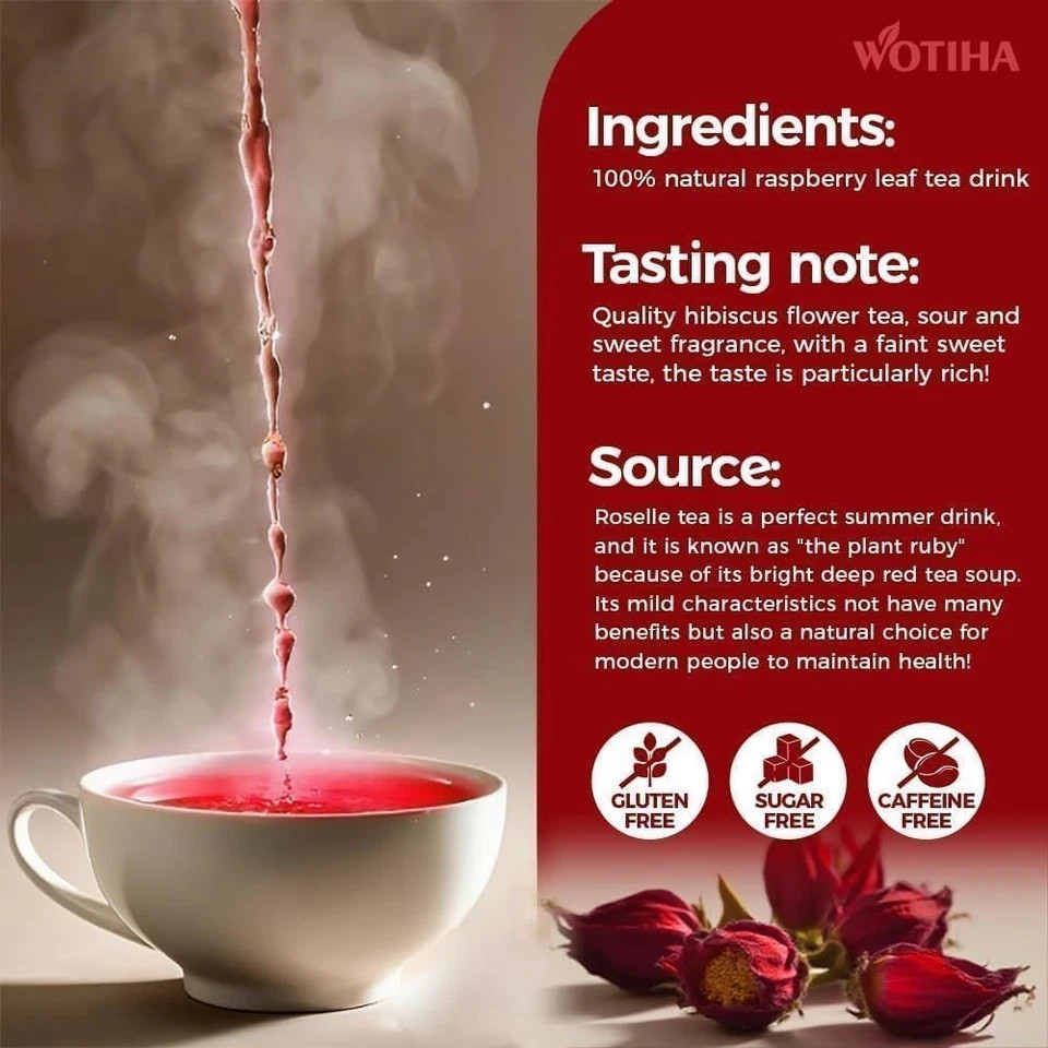 Premium 80 Hibiscus Flowers Tea Bags, 100% Natural, Handmade & Pure from Hibi