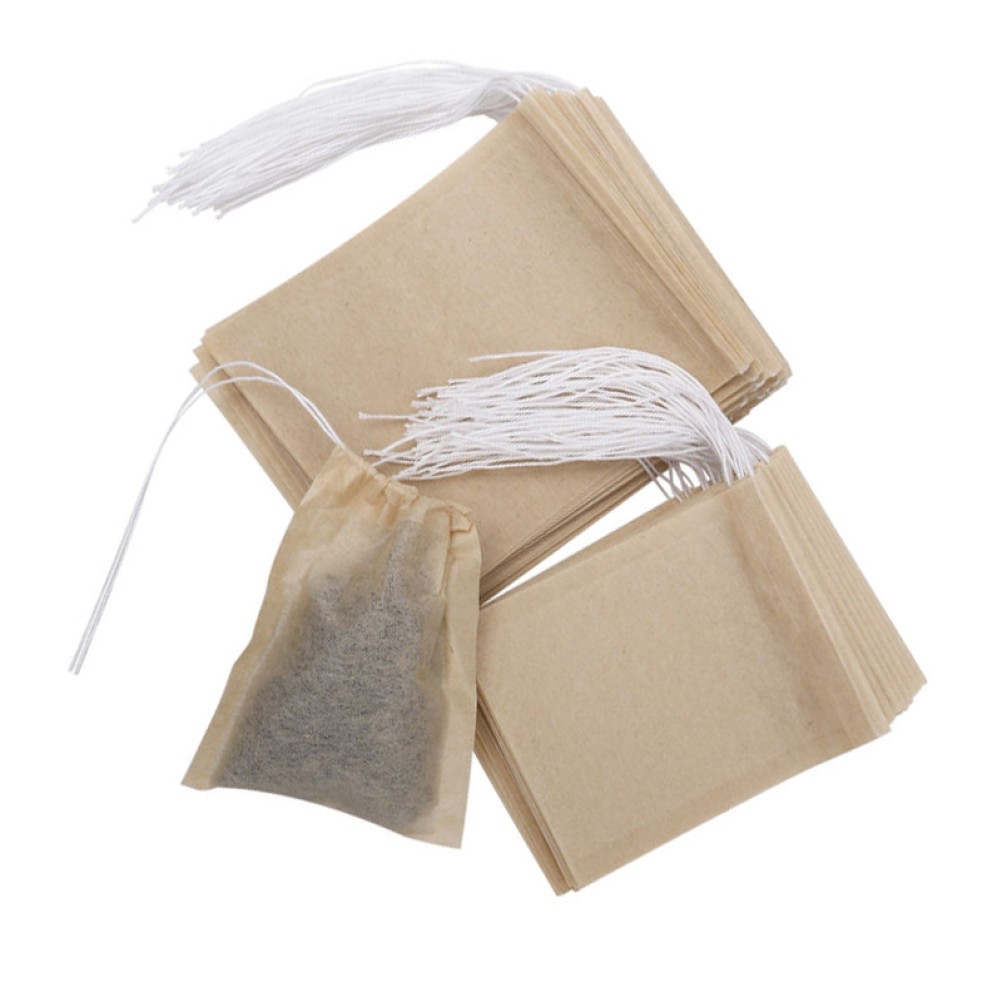 200 Pcs Drawstring Tea Bag Filter Paper Sachets Original Color for Loose Tea