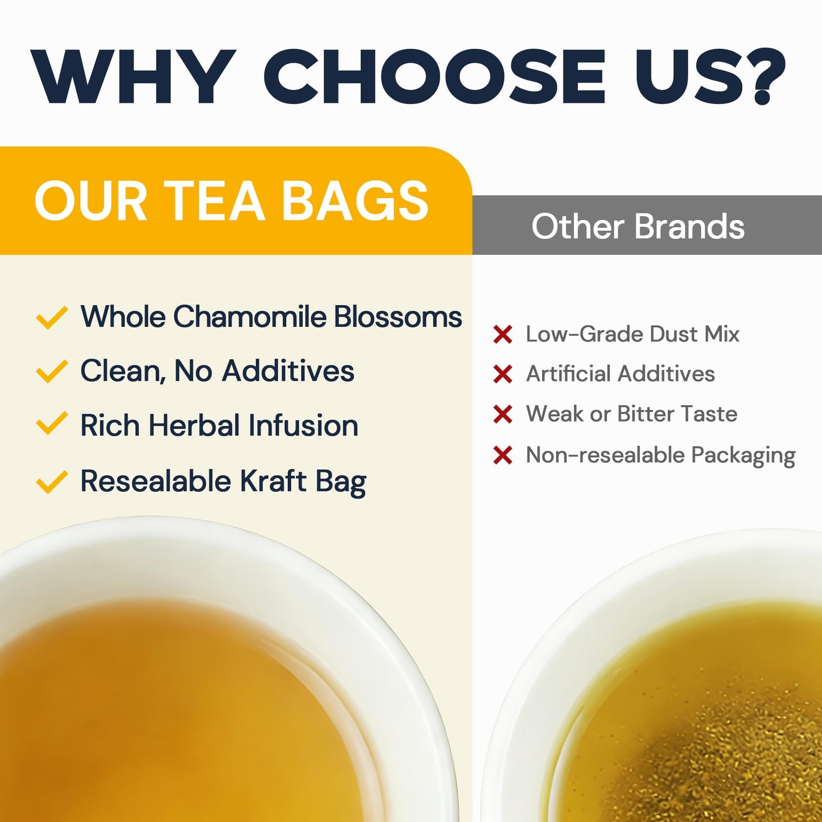Chamomile Tea Bags, Chamomile Flower Herbal Tea SugarFree, CaffeineFree, 50 …