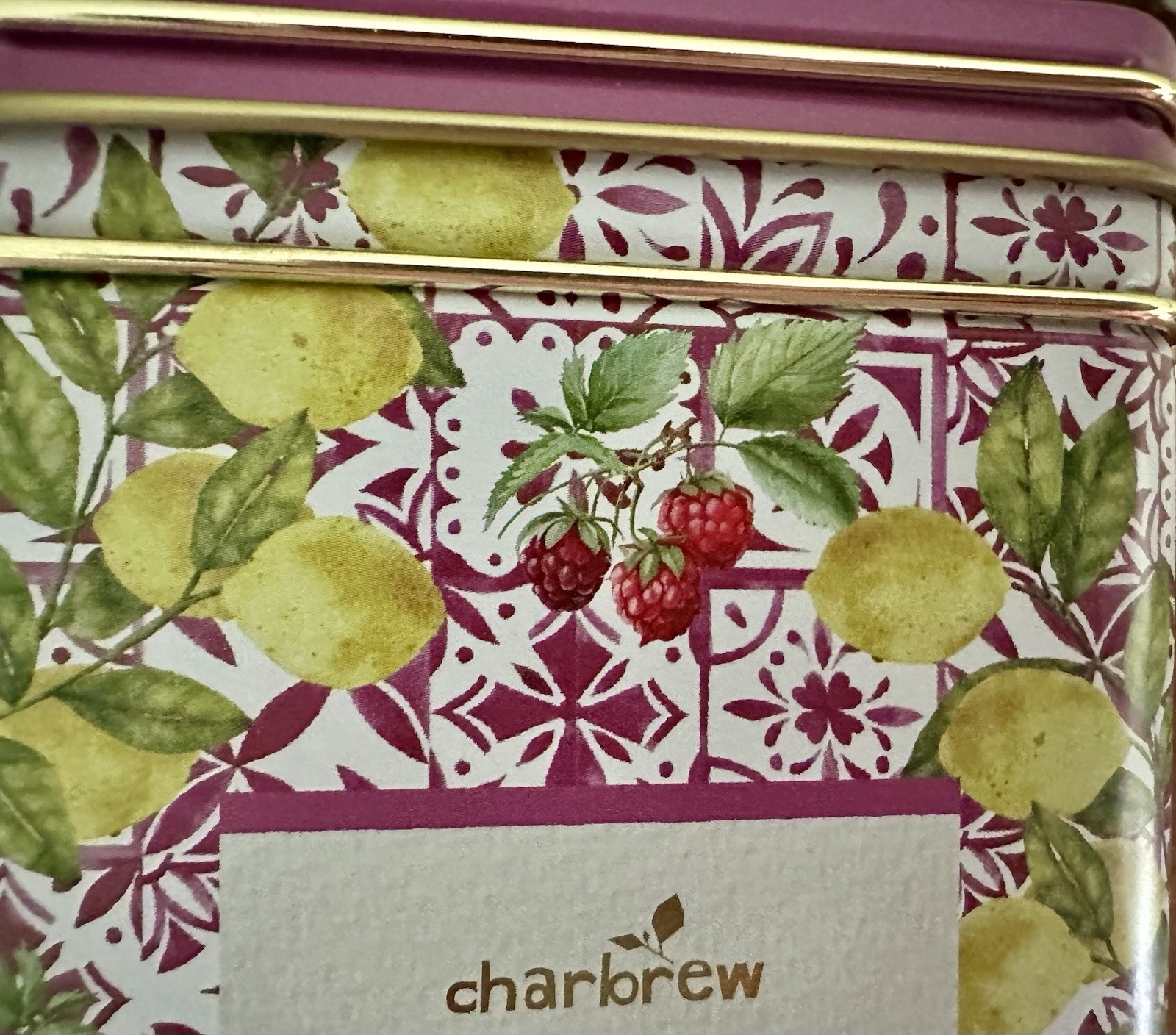 Charbrew English Tea Raspberry & Lemon Tea 60 Bags Swing Top Lid Afternoon Cuppa