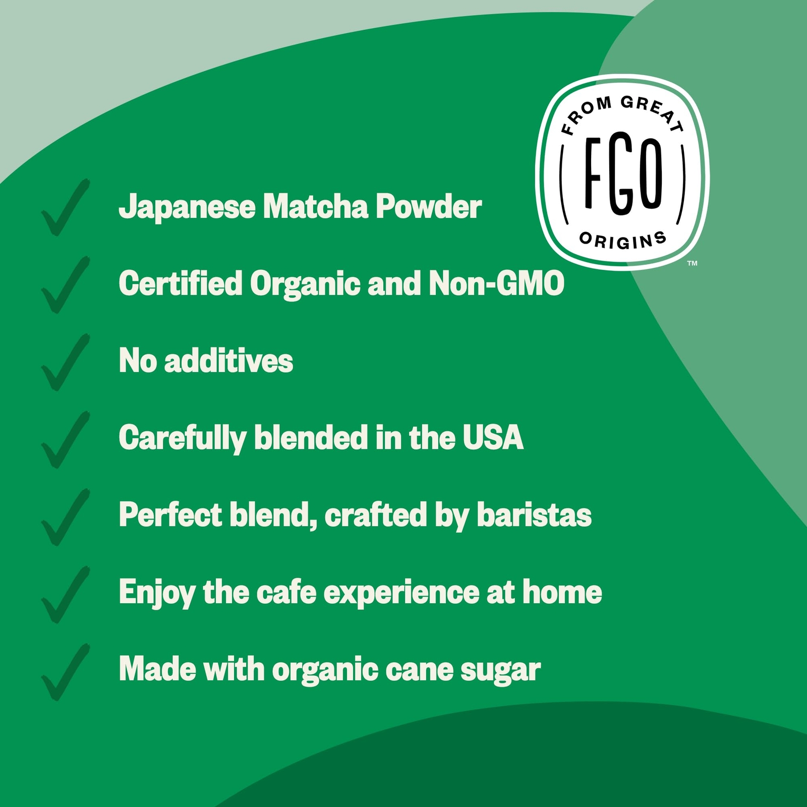 FGO Organic Sweet Matcha Latte Powder 16oz – Japanese Matcha, Brazilian Sugar