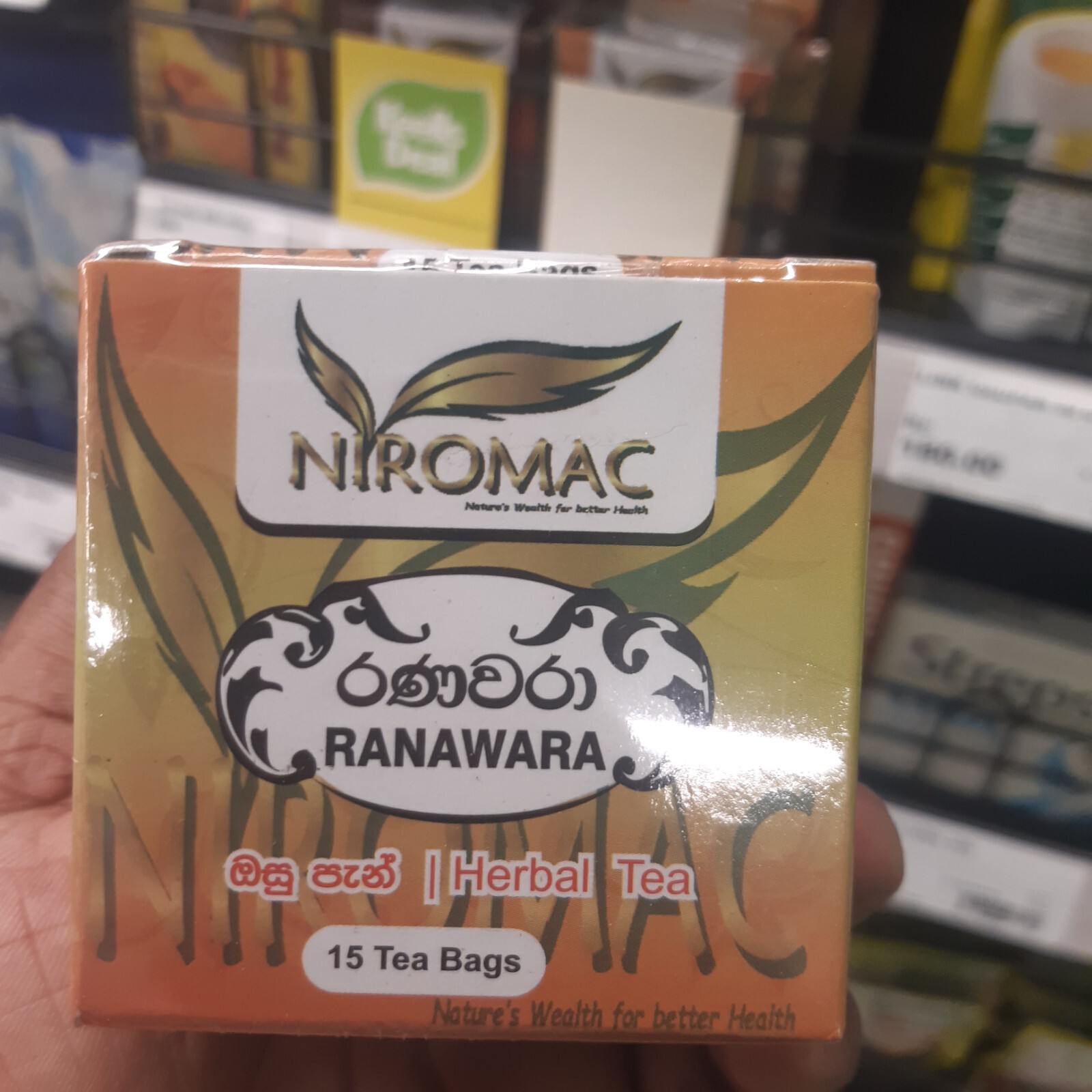 100% Natural Herbals Niromac Pure Organic Vegetarian Ranawara 15 Tea Bags