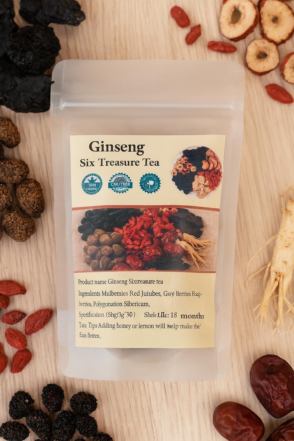 Ginseng Six Treasure Tea Kidney Tea Liver Tea Red Date Wolfberry Tea Health