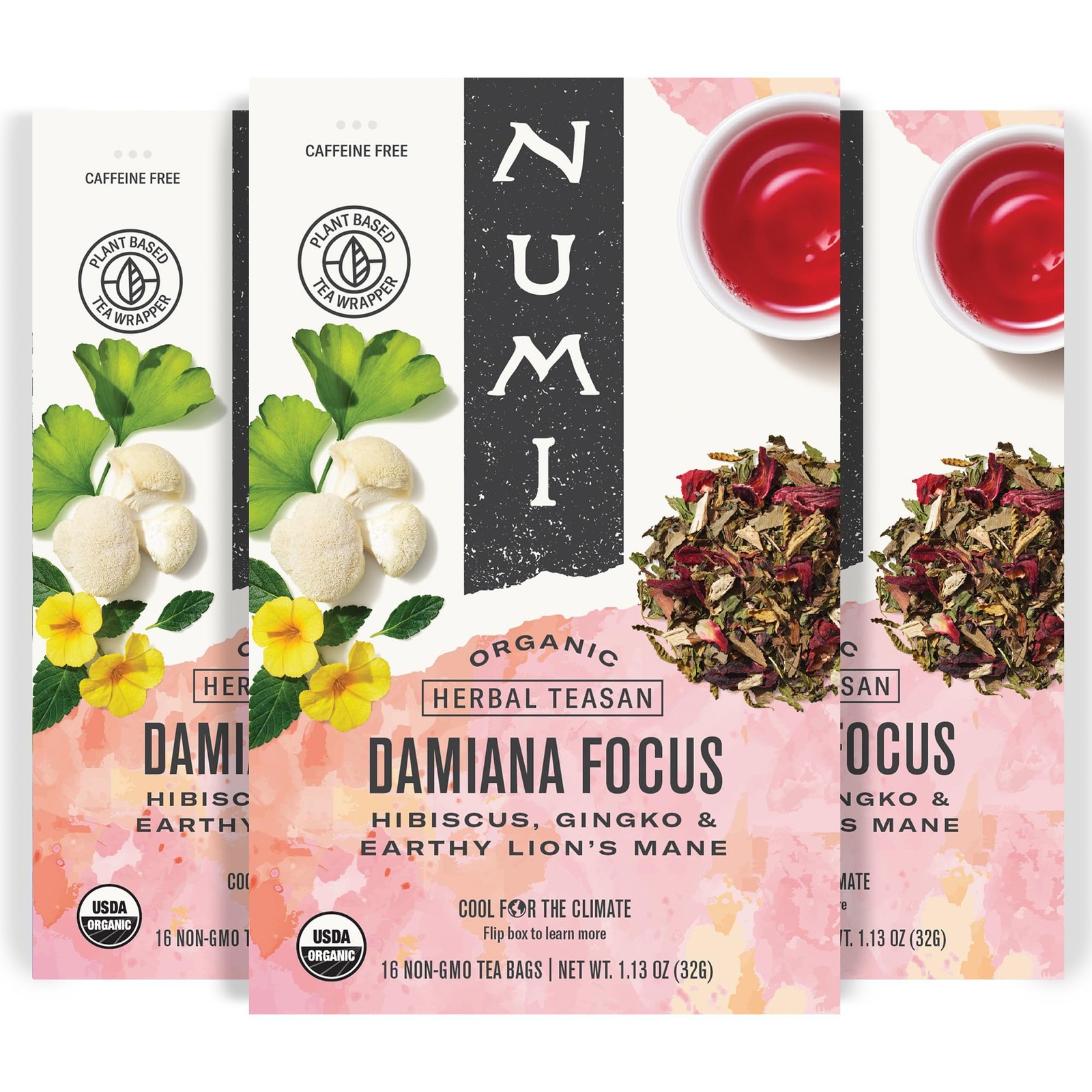 Numi Organic Damiana Focus Herbal Tea – 48 Herbal Tea Bags – Caffeine Free Bl…