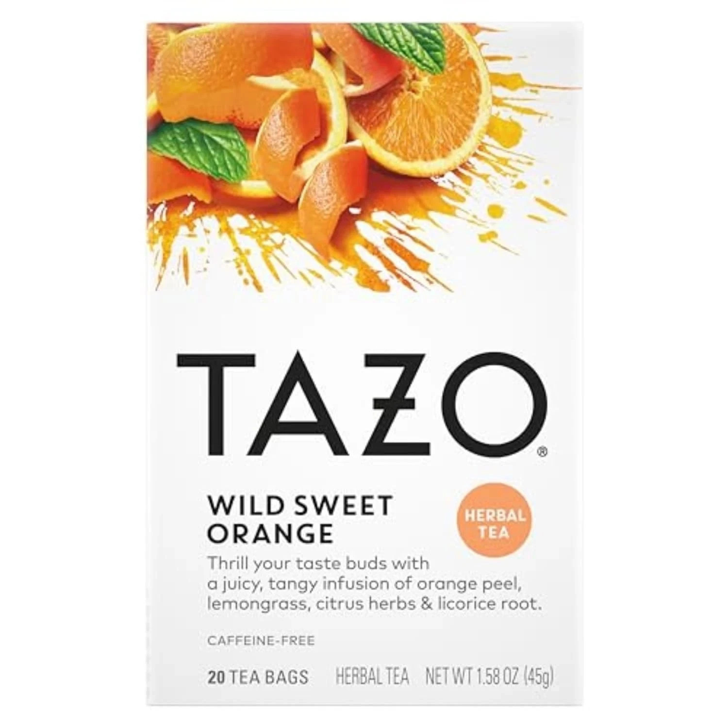 Wild Sweet Orange Tea Bags, Unsweetened Herbal Tea, Caffeine Free, 20 Total Bags