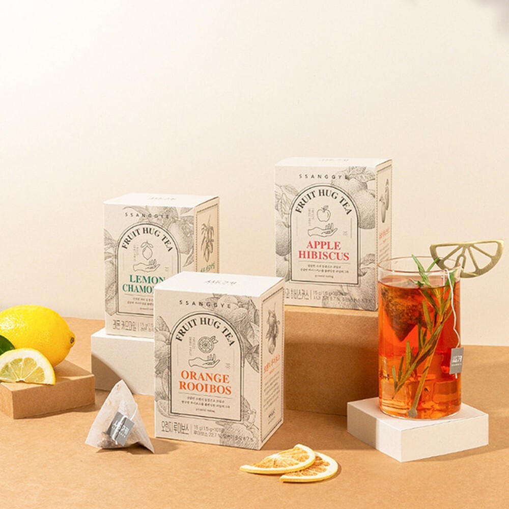 Ssanggye Tea Gift Set / dried Fruit Hug 30 Tea Bags, Apple /Lemon /Orange