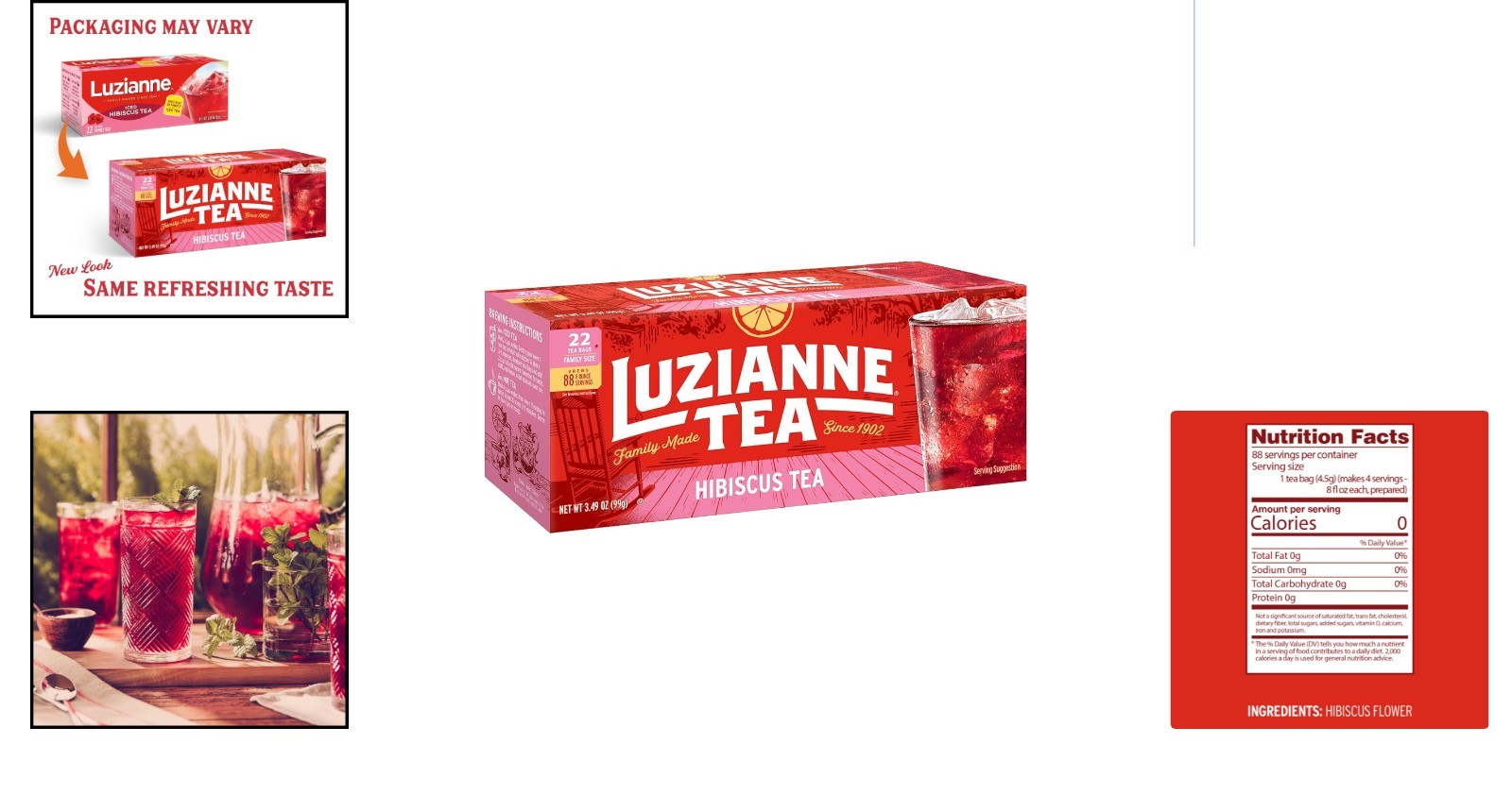 Caffeine-Free Unsweetened Hibiscus Tea Bags – 22ct Family Box for Pure Enjoyment