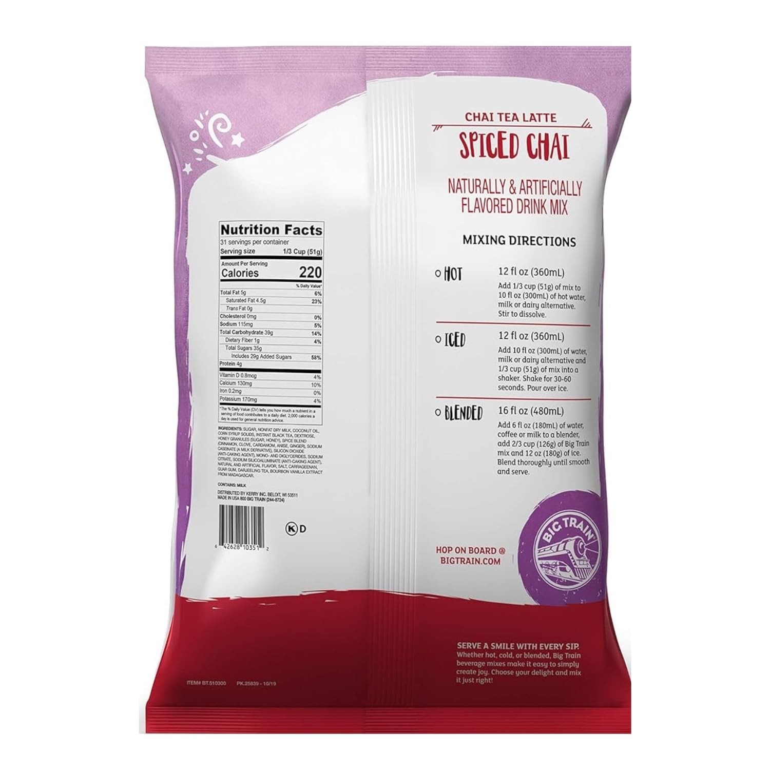 Big Train Spiced Chai Tea Latte Beverage Mix, 3.5 Pound (Pack Of 1)