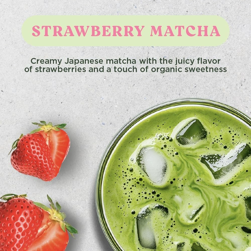 20 Harmony Strawberry Japanese Matcha, Sweetened w/ Organic Sugar On-the Go