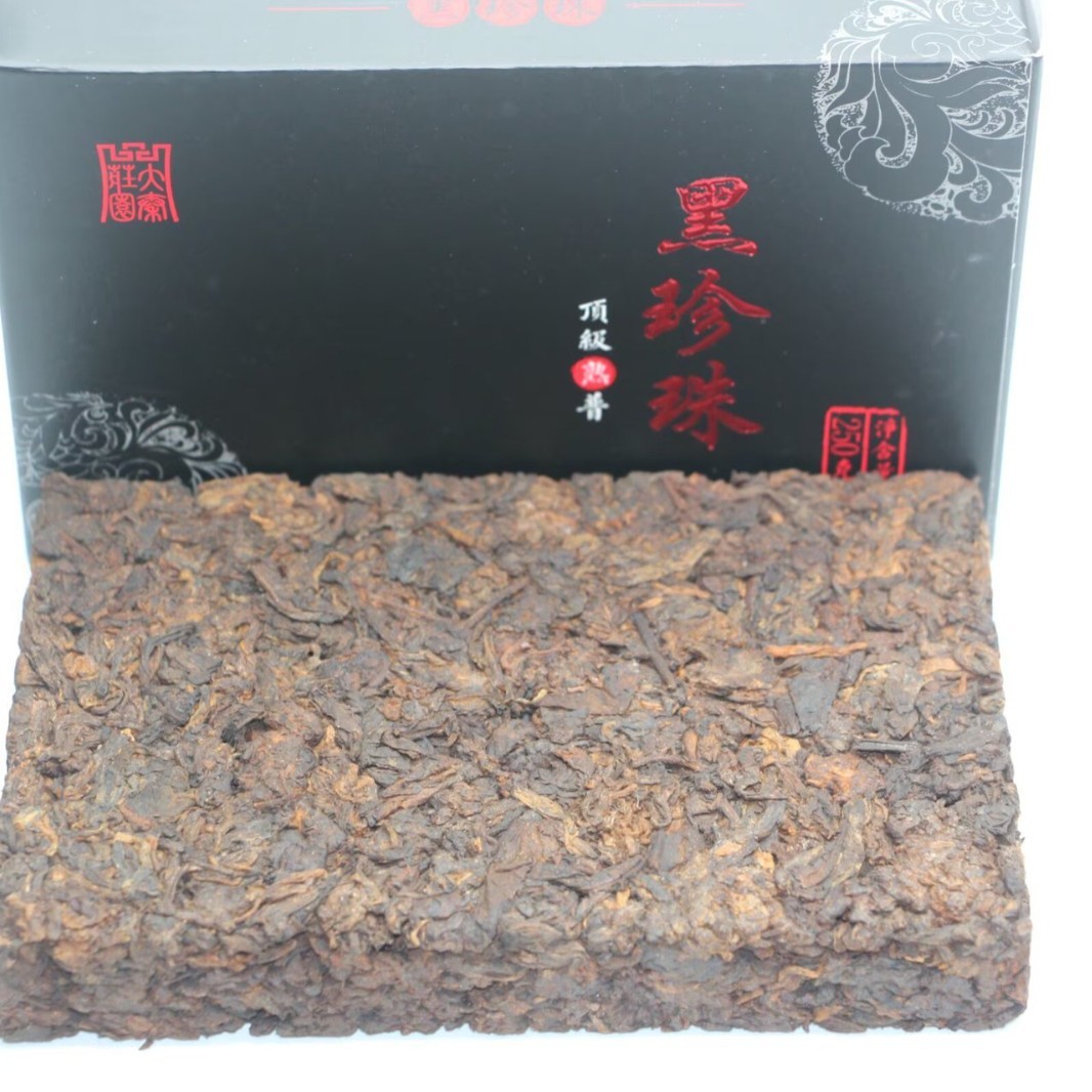 2024 Xin Wen Puer Tea “Black Pearl” Brick Tea Ripe Cooked Tea He Zhen Zhu 250g