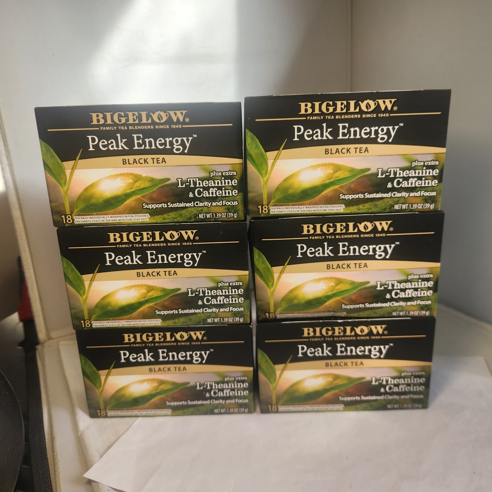 Bigelow Peak Energy Tea with L-Theanine & Caffeine, 108 Bags – 6 Pack