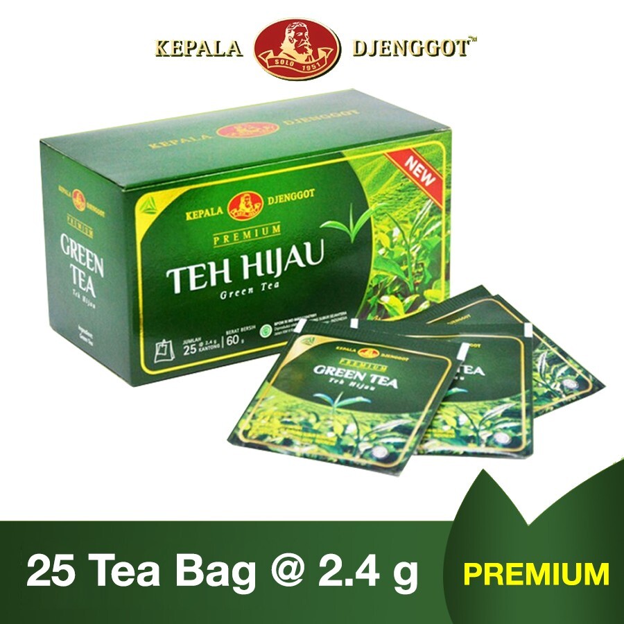 1 Box Kepala Djenggot Teh Hijau Premium Indonesia Green Tea (25 Tea Bag @ 2.4 g)