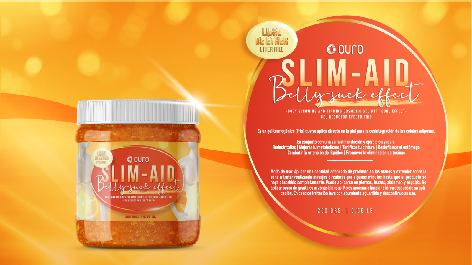 Ouro Slim-Aid Thermogenic Gel + Chupa Panza Ginger Tea | Natural Slim Combo|