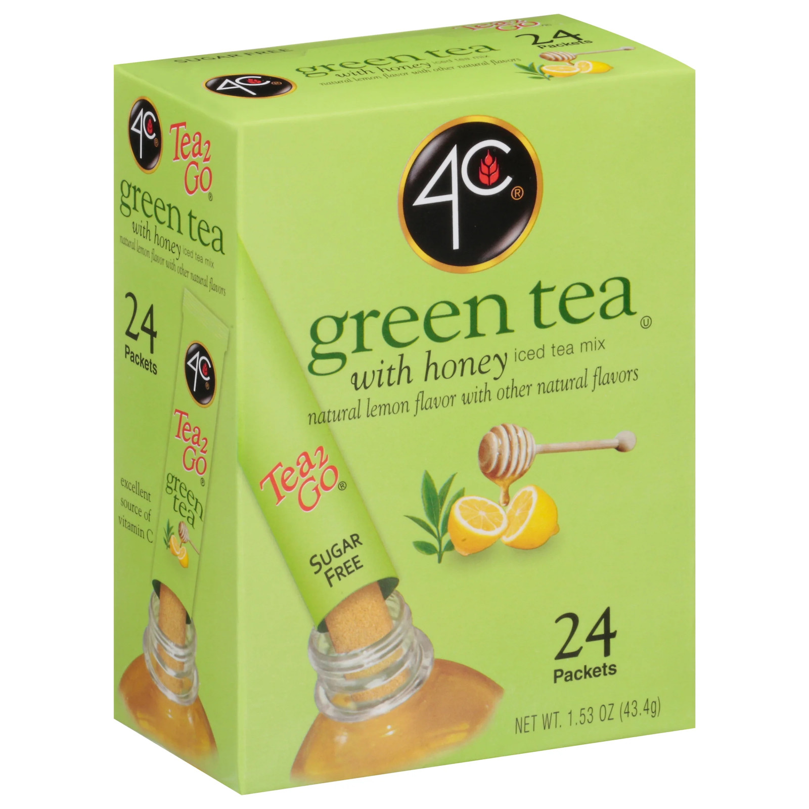 3 Pack 4C Green Tea with Honey 24 Packets