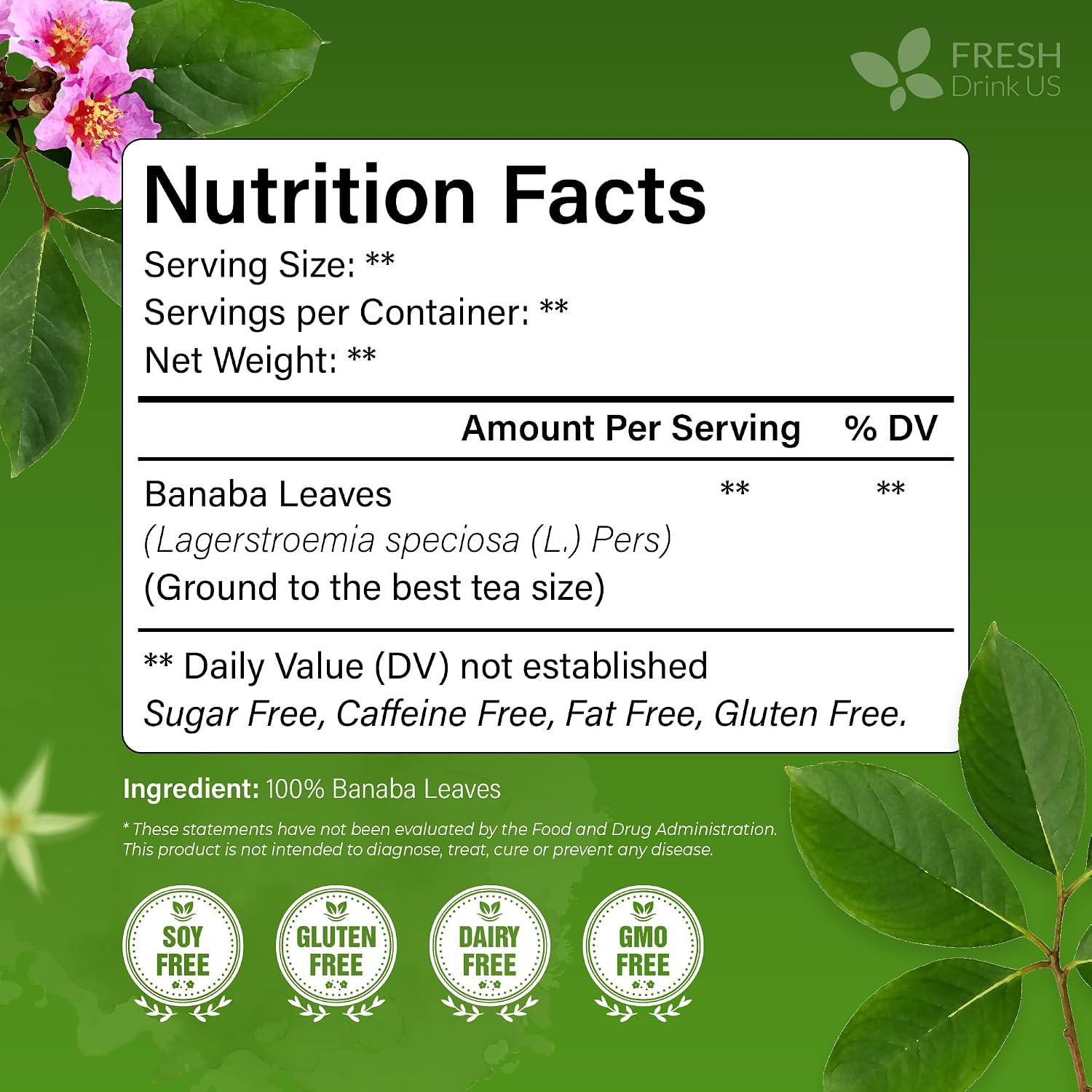 Freshdrinkus, Premium 40 Banaba Tea Bags, 100% Natural & Pure from Banaba Leaves