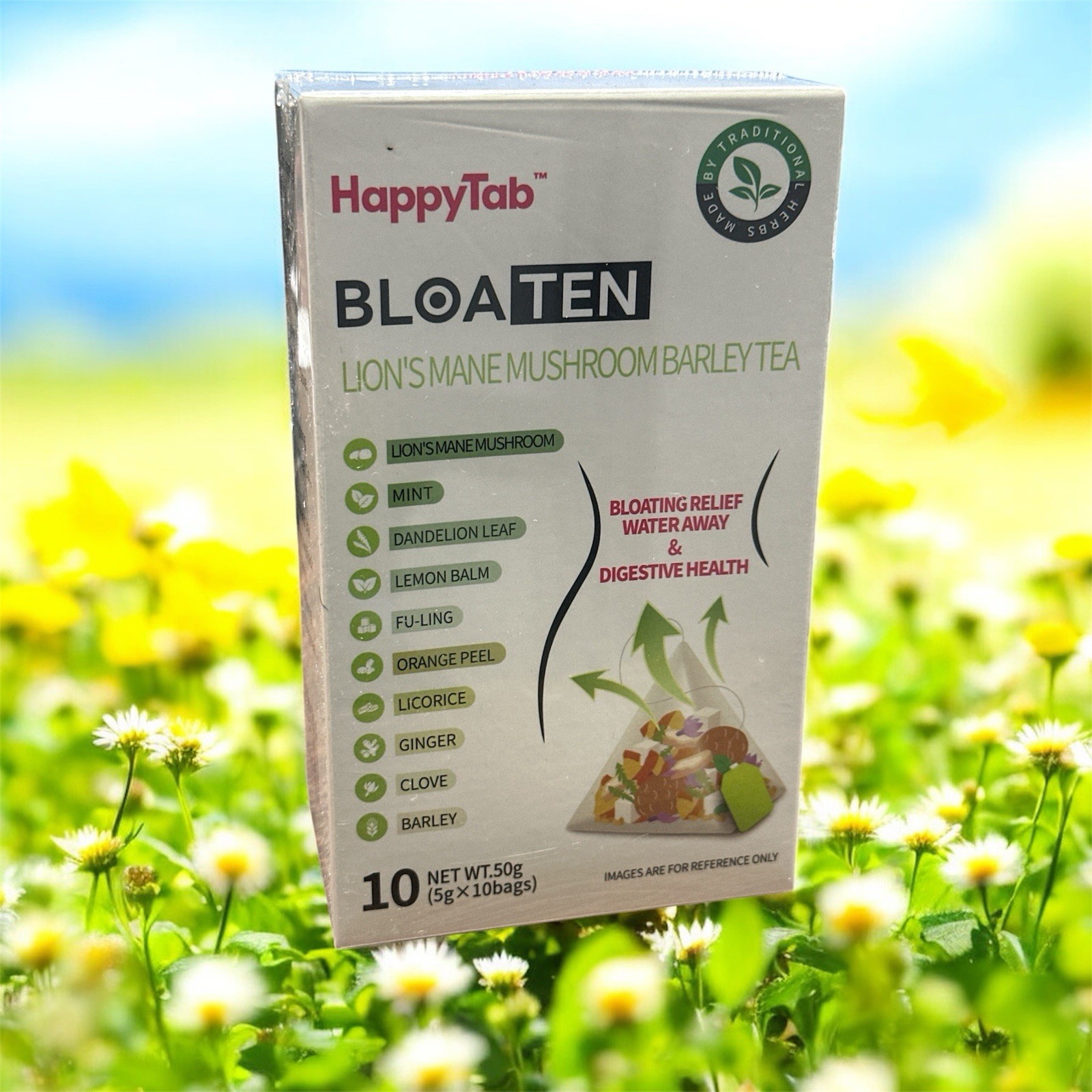 HappyTab BLOATEN Lion’s Mane Mushroom Barley Tea 5g X 10 Bags / Digestive Health