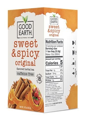Good Earth Sweet And Spicy Herbal Tea Bags 18 Count Gluten Free Caffeine Free