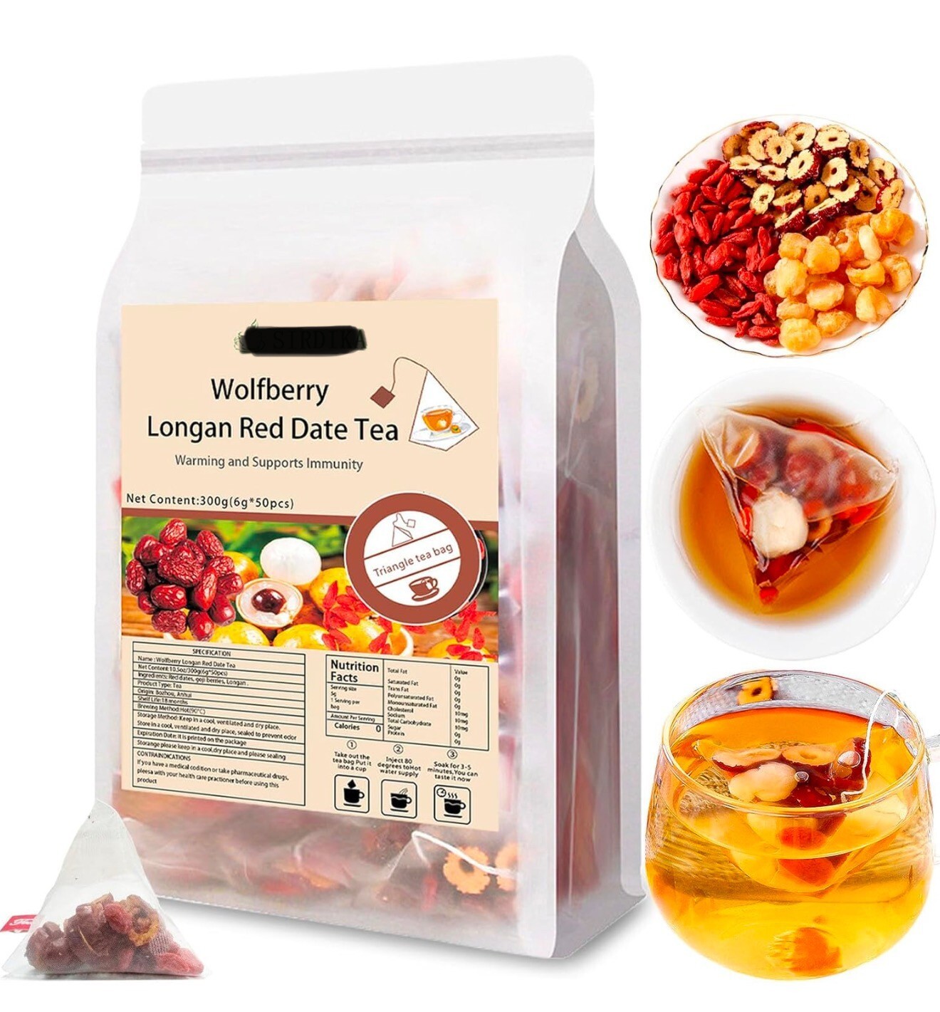 Herbal Tea Longan Red Date Good for Menstrual Pain ,Good Energy, immune, & Skin