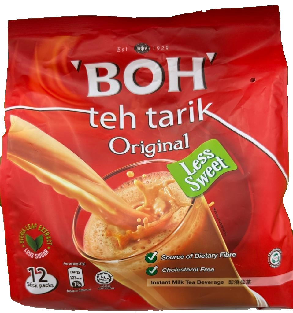 BOH Teh Tarik / Milk Tea Original 3 in 1 Less Sweet 12 x 27g – 1 Pack