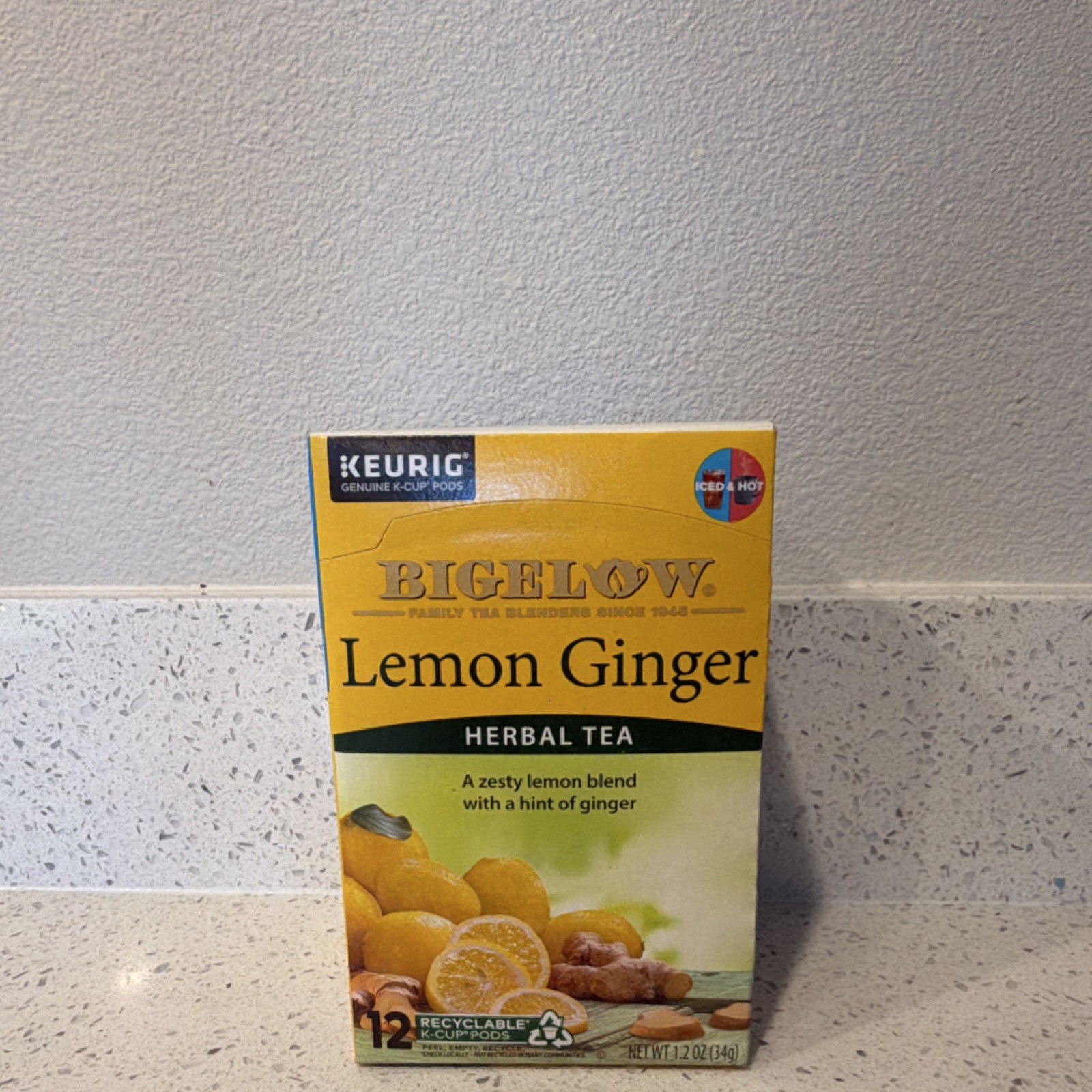 Bigelow Lemon Ginger Herbal Tea Pods 12 Pack Herbal/Tisane K-Cup Pantry