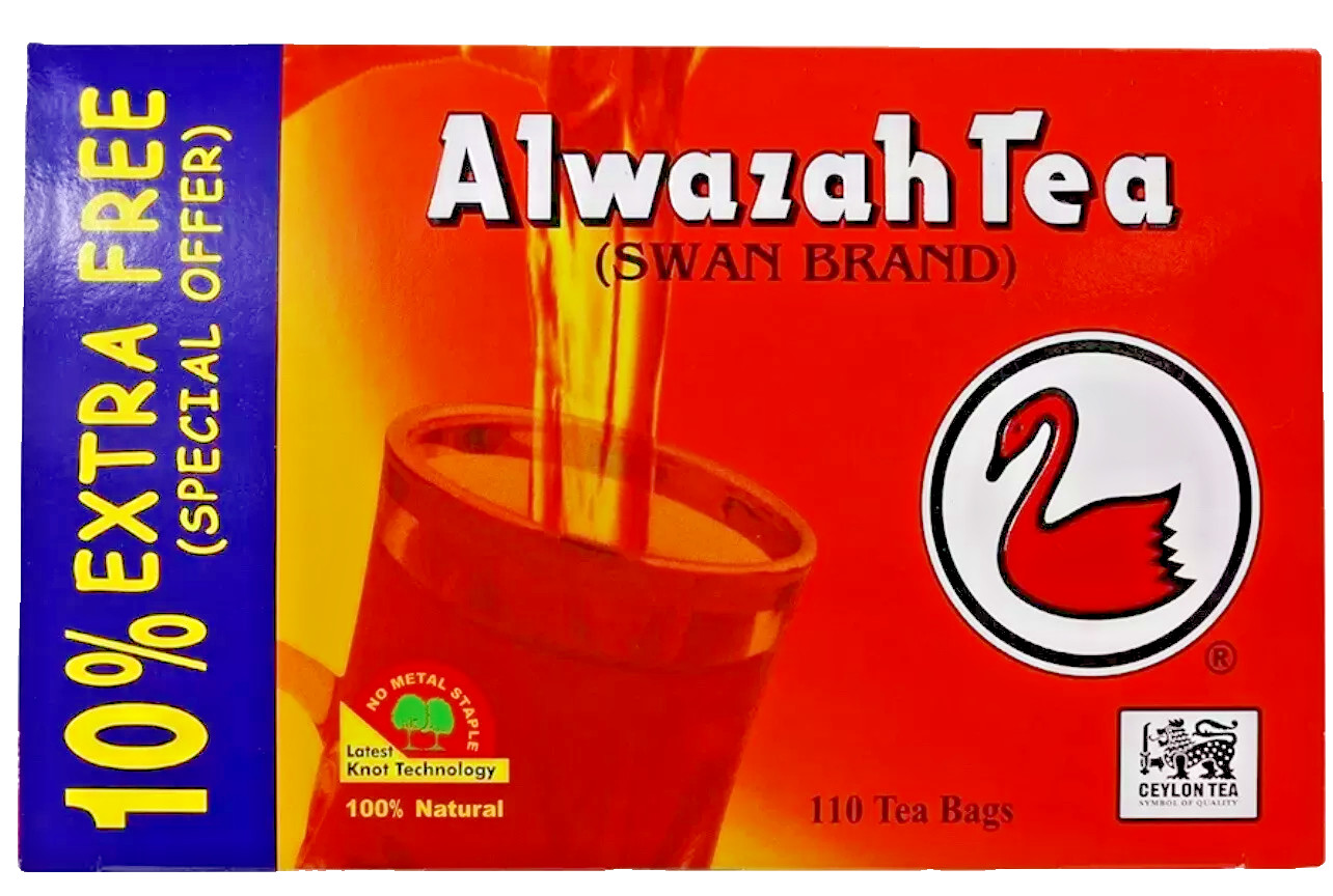 Alwazah Swan Brand Arabic Tea 100% Pure Ceylon Black Teabags Tea Bags 110 ct.