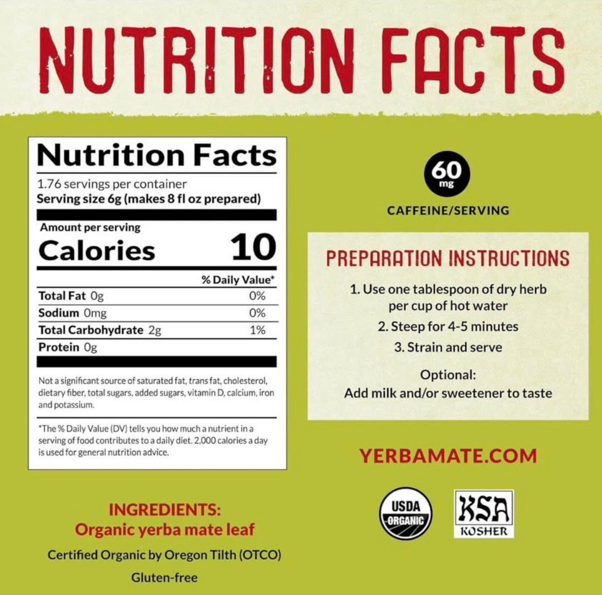 Eco Teas Organic Yerba Mate Tea 3 Pack Loose Leaf Unsmoked 16 oz Exp Nov 2029