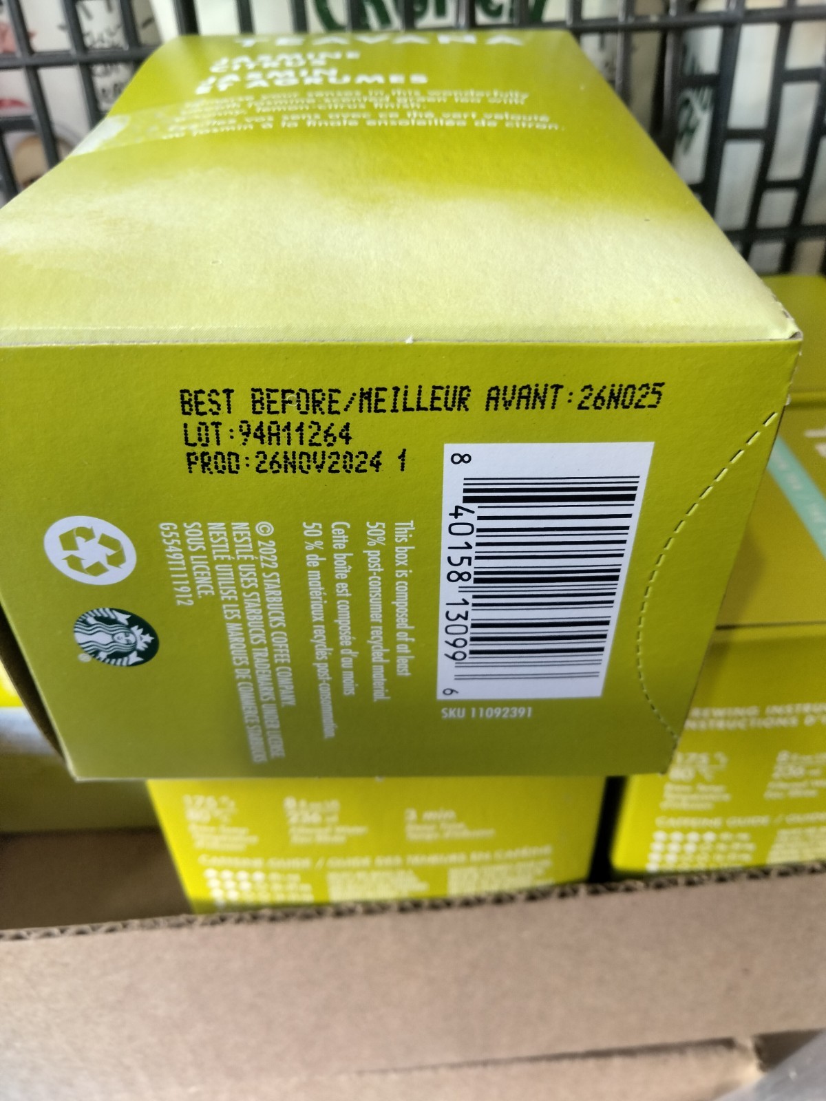 6x Teavana Jasmine Citrus Green Tea 24ct. Filterbags Best Before:11/26/25