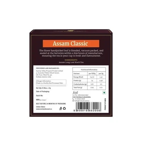 McLeod Russel 1869 – Assam Classic | 15 Tea Bags | 30g Free Shipping World Wide