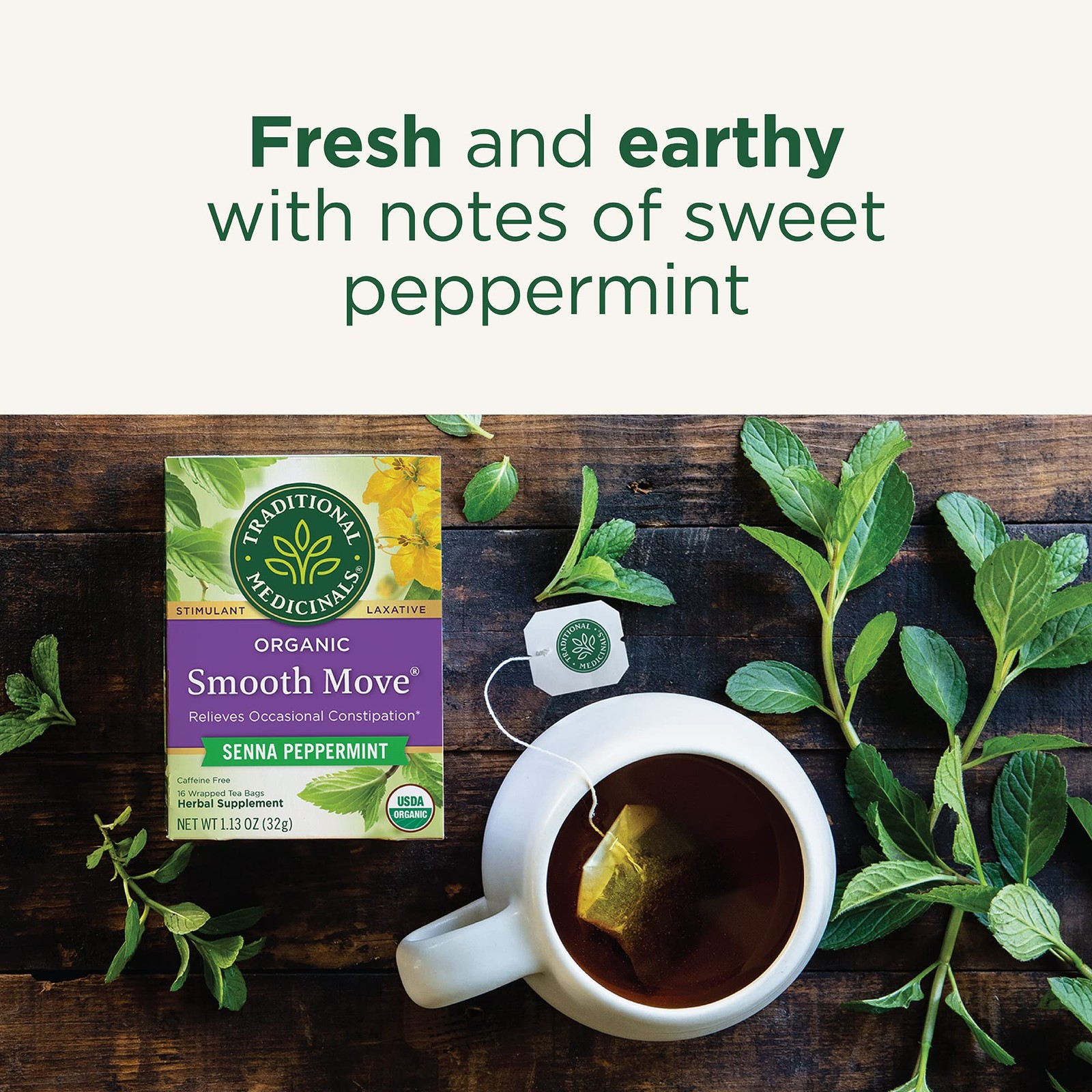 Traditional Medicinals Tea, Organic Smooth Move 16 Tea Bags (Pack of 6)