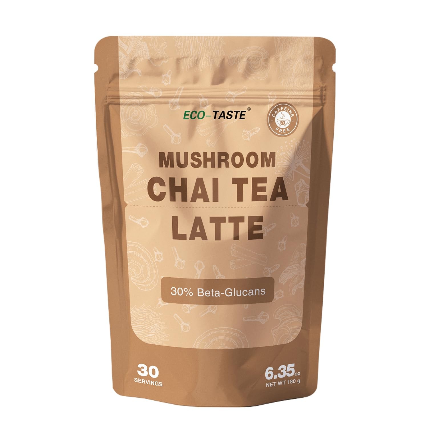 Chai Tea Latte with Mushrooms – 30 Servings, 30% 6.35 Ounce (Pack of 1)