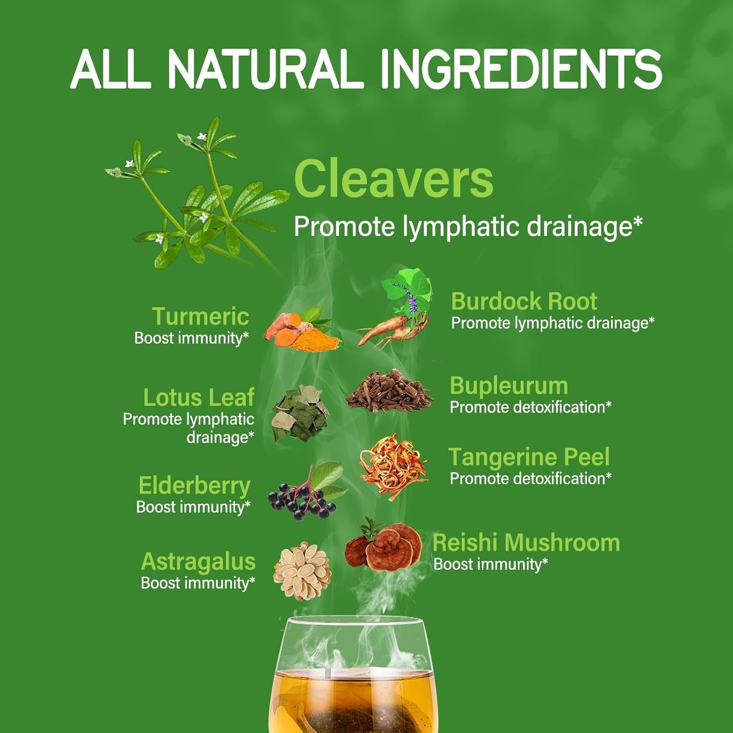 Cleavers Herb Lymphatic Drainage Tea Bags, 50 Counts for Lymph System & Immune S