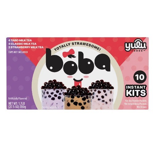 YULU Instant Boba Classic Milk Tea Taro and Strawberry Variety Pack Tea Kit