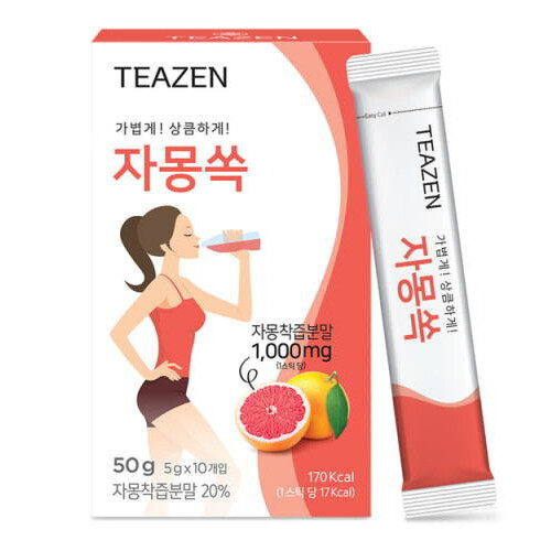 TEAZEN Grapefruit Green Tea Powder (5g x 10 Packet) 3 Pack Tea Powder