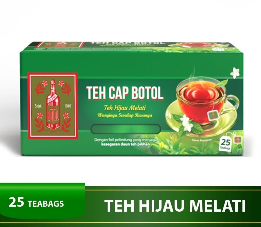 Teh Cap Botol, Teh Hijau Melati, 25 Teabags (Pack of 1)