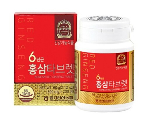 Korea 6 Year Red Ginseng Tablet 60g(300mg x 200 tablets) Red Ginseng Powder 100%