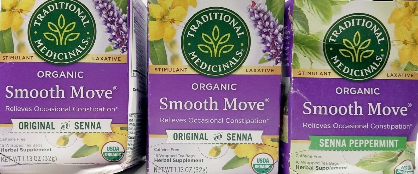 3 Box Lot Traditional Medicinals Smooth Move Tea Regular Peppermint EXP Feb 2027