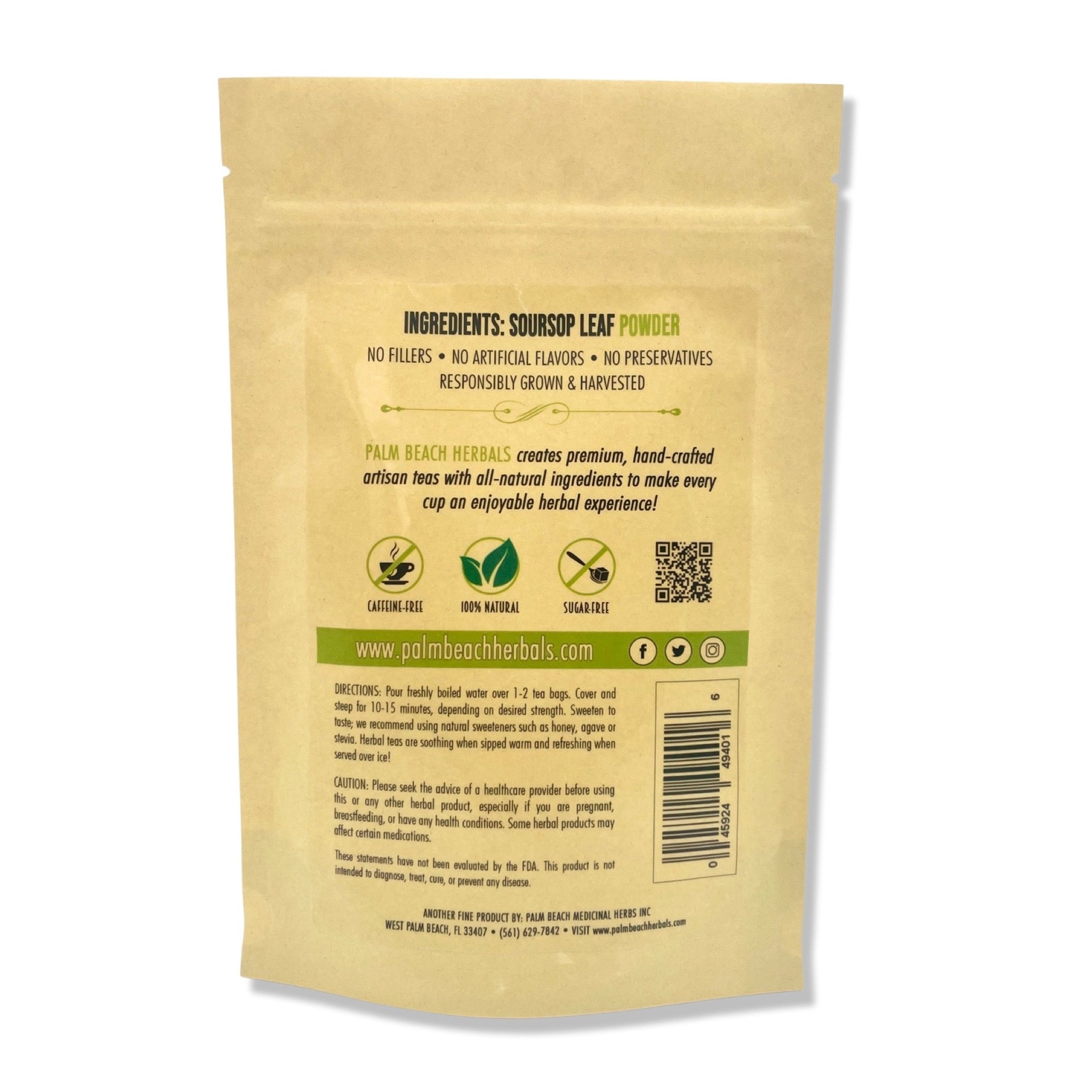 Soursop Leaf Tea by Palm Beach Herbals | 30ct, Caffeine-Free