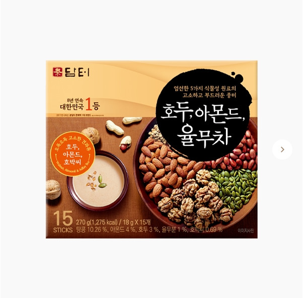 Damtuh Walnut Almond Adlay Tea Korean Nut Grain Drink 15 Sticks K-food