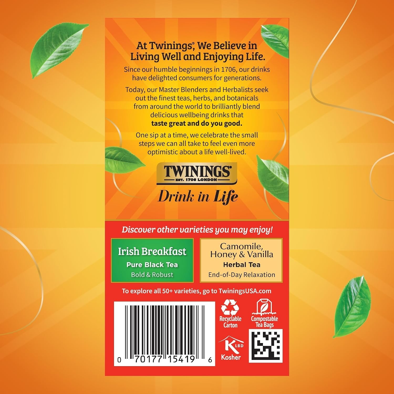 English Breakfast Black Tea Individually Wrapped Bags, 20 Count Pack of 1, Fl…