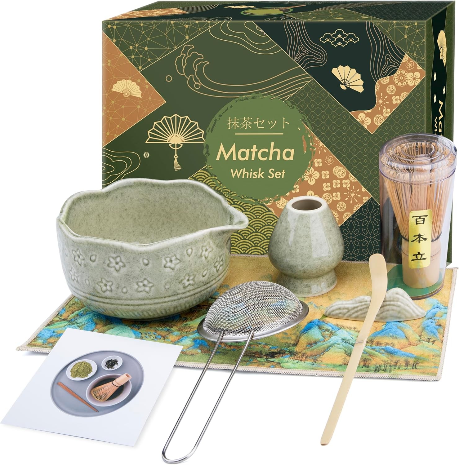 Matcha Whisk Set 7 PCS Matcha Kit Matcha Set Making Breakfast Green Tea Lattes