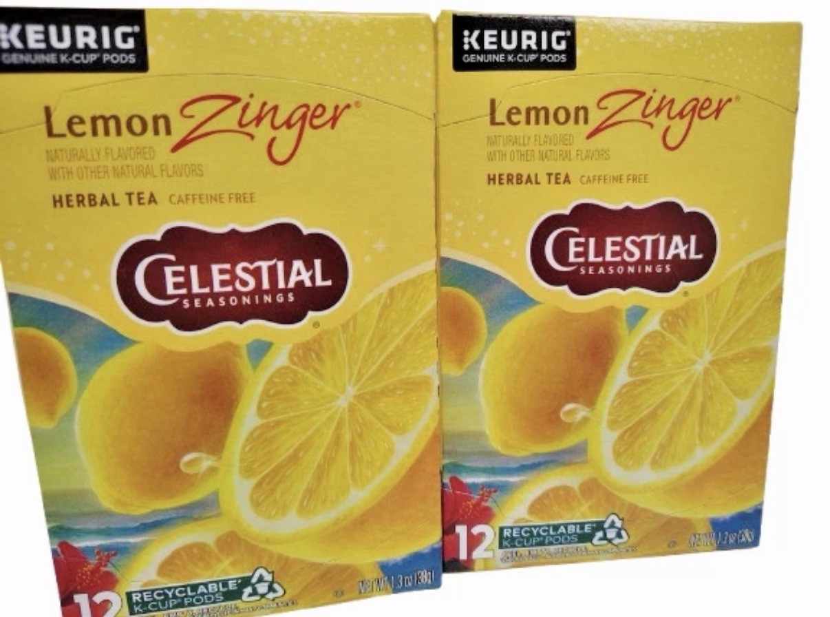 Celestial Seasonings Lemon Zinger KCups, 12/Box, BB 3/27, Lot of 2, Free Ship